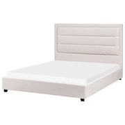 Letto matrimoniale in velluto beige chiaro 140 x 200 cm stile moderno