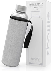 Bottiglia da bibita in vetro - Esterno in neoprene - 550 ml 750 ml - Resistente al lavastoviglie - Imprigionata - Grigio