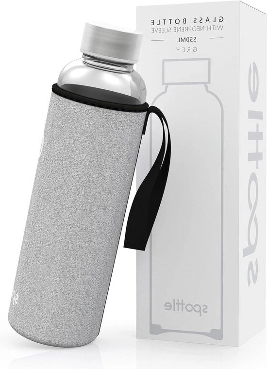 Bottiglia da bibita in vetro - Esterno in neoprene - 550 ml 750 ml - Resistente al lavastoviglie - Imprigionata - Grigio