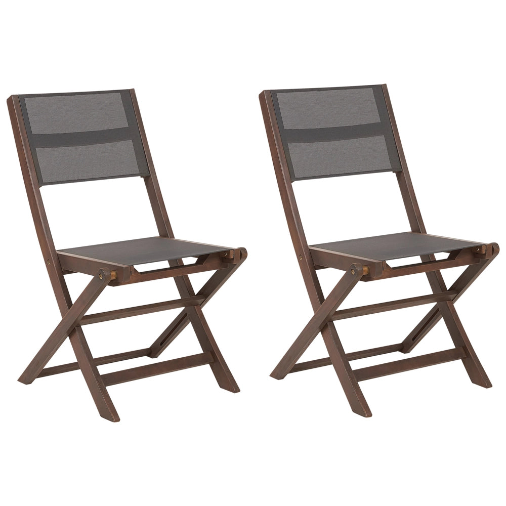 Set di 2 sedie da giardino in marrone chiaro scuro di acacia pieghevoli
