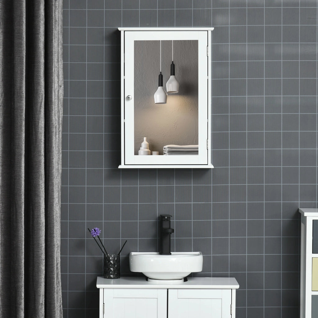 Specchio Bagno Contenitore con Anta Magnetica ¨C Zephmum ¨C Bianco