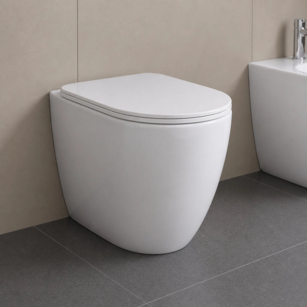 Vaso wc ceramica serie venere a pavimento filo parete bianco lucido *** accessori senza brida, confezione 1