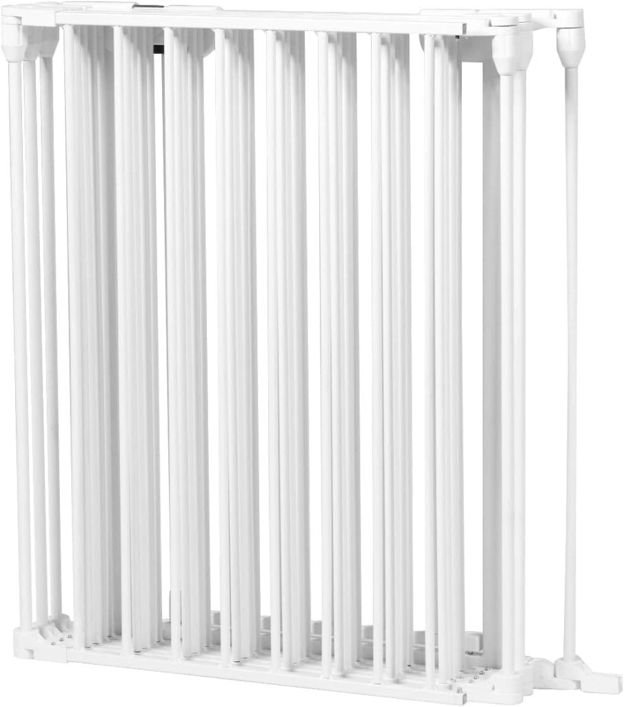 Cancelletto di Sicurezza per Animali, Cancelletto da Interno ed Esterno, Barriera in Acciaio Pieghevole e Trasformabile in Diverse Forme, Ideale per Porte e Scale, Bianco