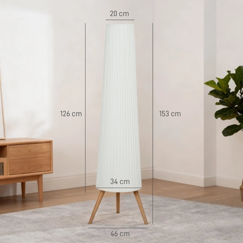 Lampada da terra 46x46x153 cm dimmerabile con interruttore a pedale in legno bianco