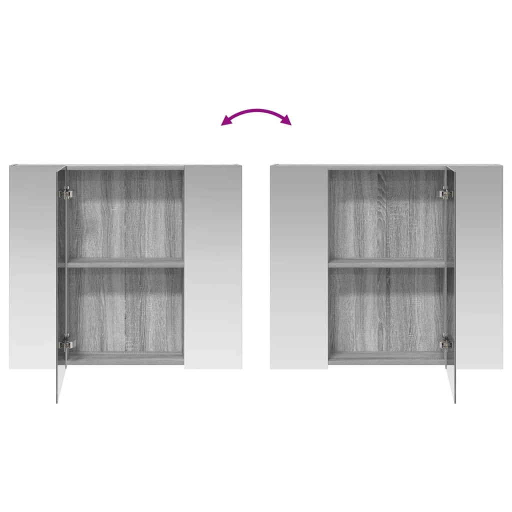 Mobiletto per specchio da bagno Grigio Sonoma 80 x 14.5 x 70 cm