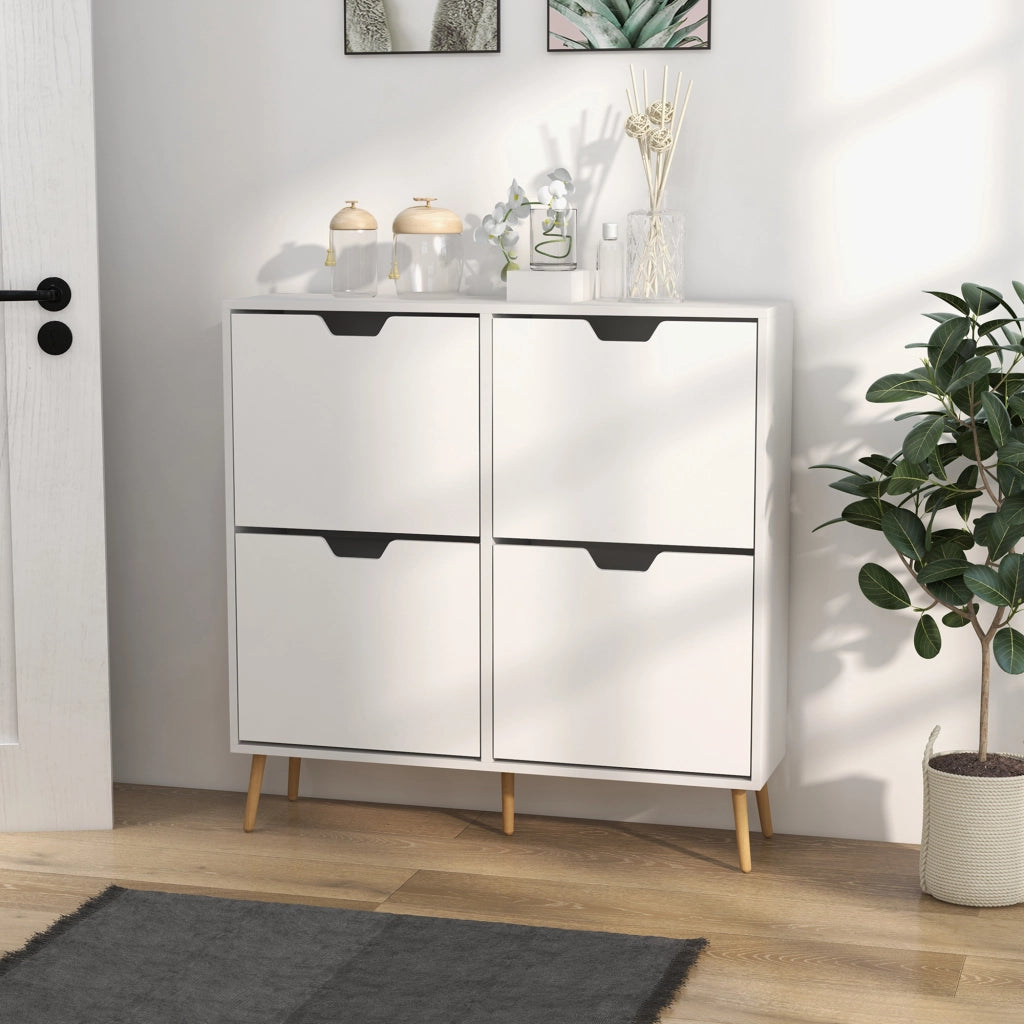 Scarpiera 4 ante 16 paia con ripiano regolabile ¨C zephmum ¨C 95x26x95 cm bianco