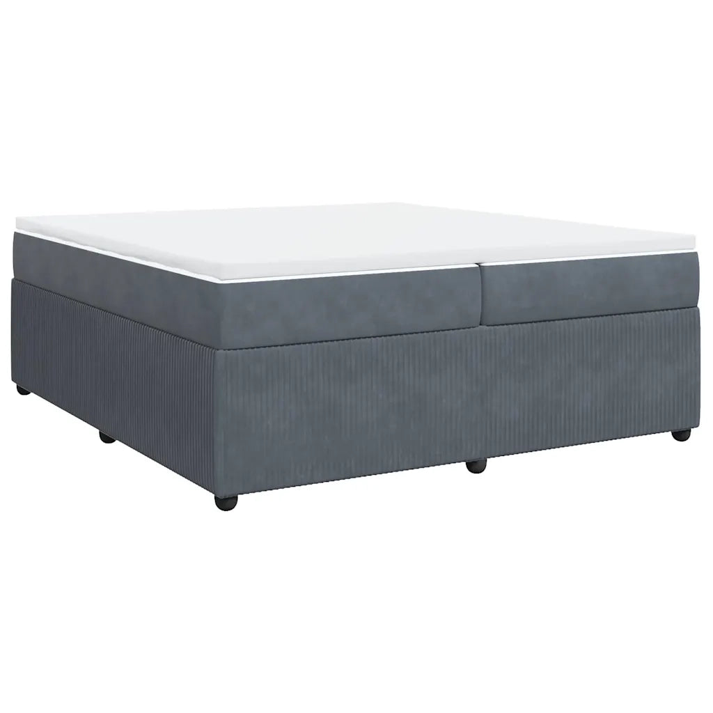 Giroletto a Molle con Materasso Grigio Scuro 200x200 cm Velluto