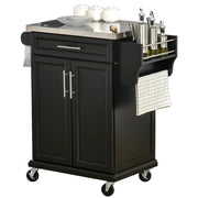 Tavolino da cucina con ruote ¨C zephmum ¨C nero, acciaio inox, 83.5x45.7x90.5 cm