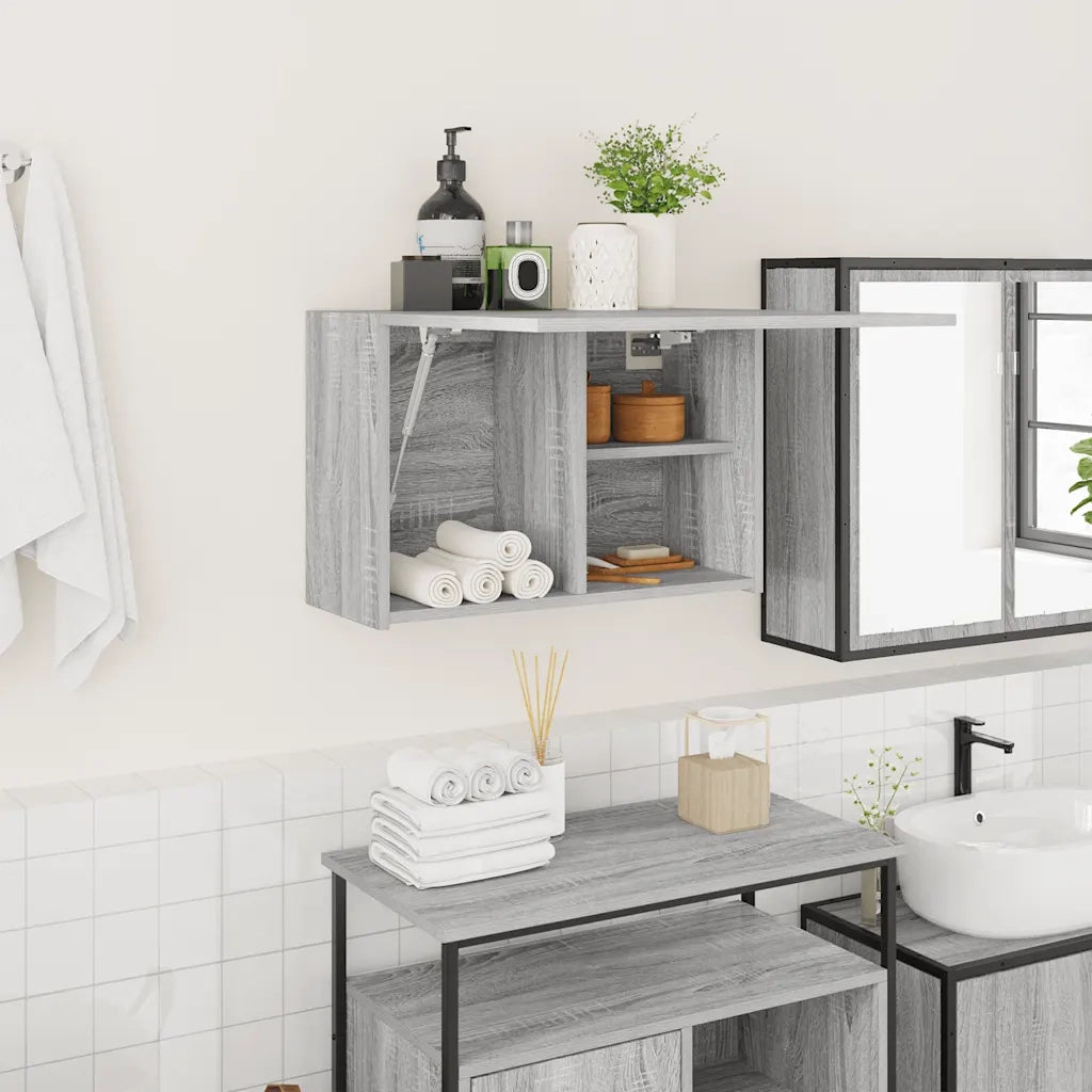 Mobile da Bagno Grigio Sonoma 60x25x40 cm in Legno Multistrato