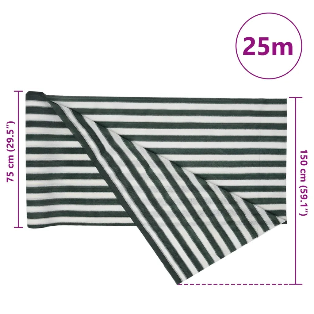 Rete per Privacy Verde e Bianco 1,5x25 m in HDPE 150 g/mÂ²
