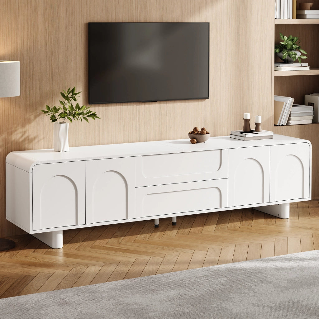 Mobile TV con 4 ante; 2 cassetti; passacavi e angoli arrotondati; per soggiorno; 180 × 40 × 46 cm
