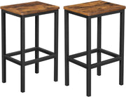 Set di 2 Sgabelli da Bar, Sedie da Pranzo Alte, per Cucina, Sala da Pranzo, Soggiorno, Stile Industriale, Marrone Vintage e Nero
