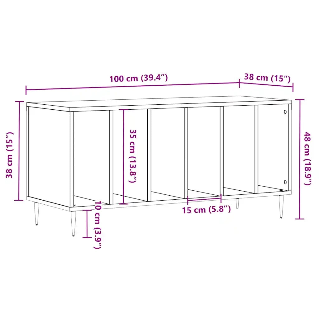 Mobile Porta Dischi Rovere Sonoma 100x38x48cm Legno Multistrato CFW5407288