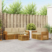 Set divani 6 pcs Naturale e Beige Legno di Acacia Massello 3374378