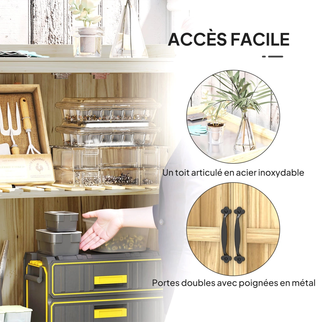 Casetta da giardino in legno con 2 porte e ripiano ¨C zephmum ¨C 74x43x88 cm