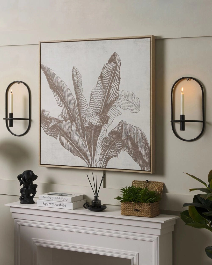 Set di 2 portacandele da parete in metallo nero, stile minimalista ideale per interni ed esterni