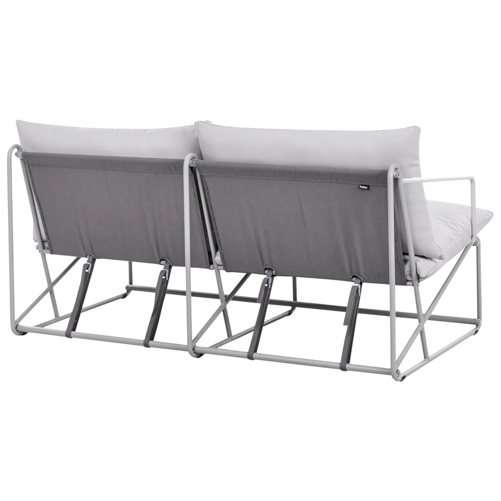 Divano basso oversize in metallo con cuscini schienale e seduta Arredamento da interno ed esterno Giardino Grigio stile moderno e rustico