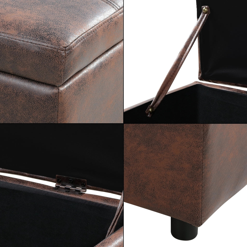 Cassapanca Bukit con Seduta Imbottita Ottomana Contenitore 118x37x43 cm Similpelle Marrone [en.casa]