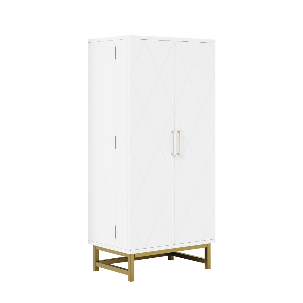 Credenza salvaspazio moderna con ripiani regolabili, 60×40×130 cm, bianca