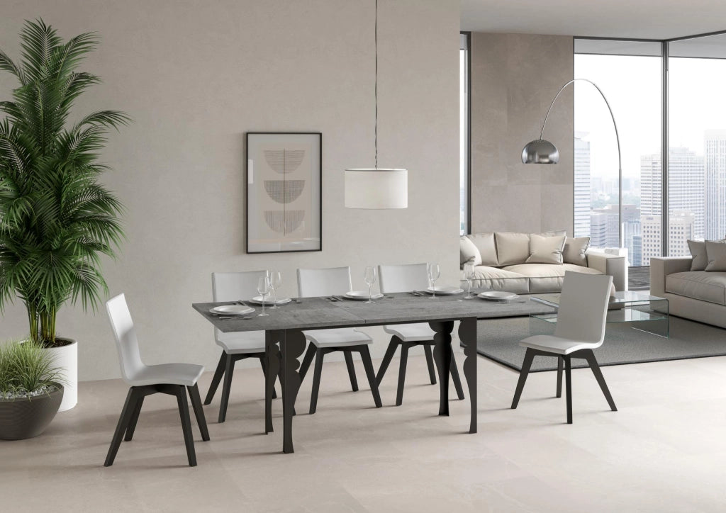 Tavolo apribile 120/200x45/90 cm Paxor Double Cemento telaio Antracite