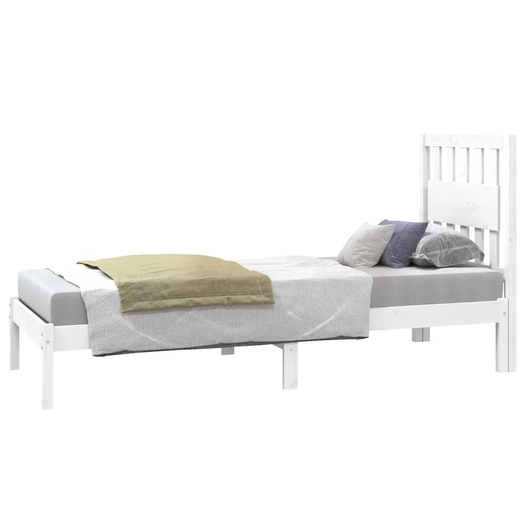 Giroletto-Struttura Letto in Legno Massello Bianco 75x190 cm Small Single 747447