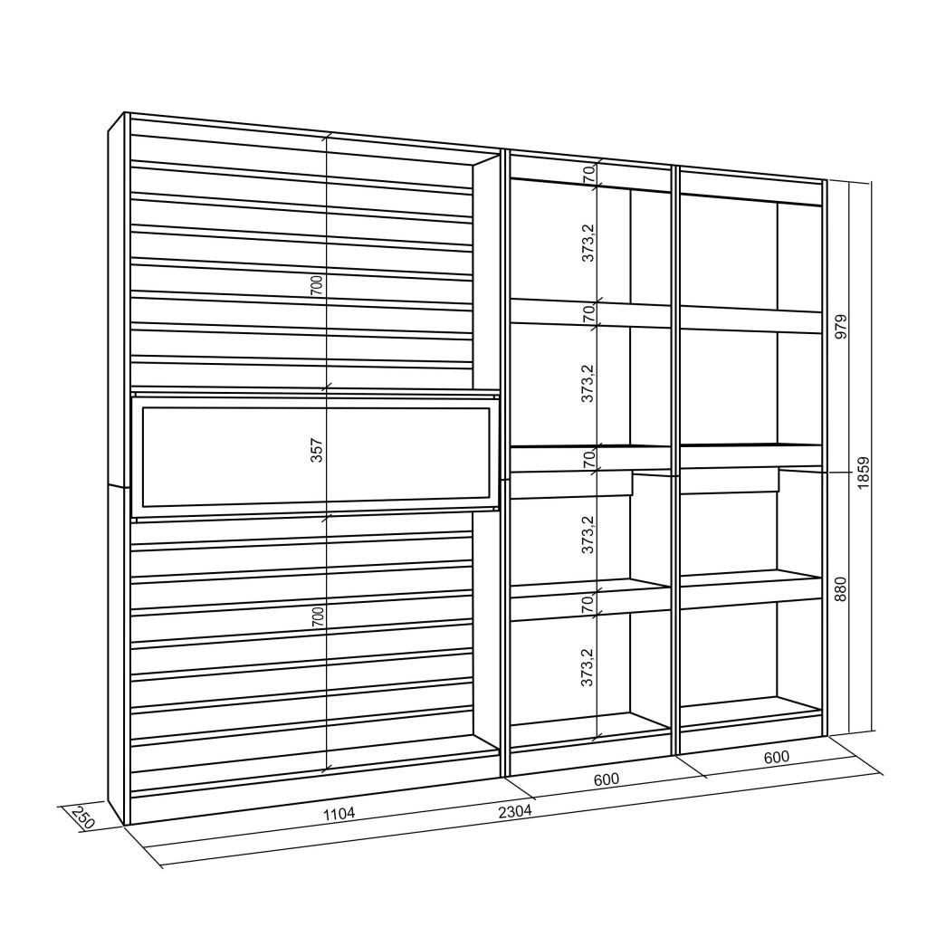 Libreria scaffale, 230x25x186cm, Soggiorno, Ufficio, Camino elettrico, colore Rovere e nero RF2422
