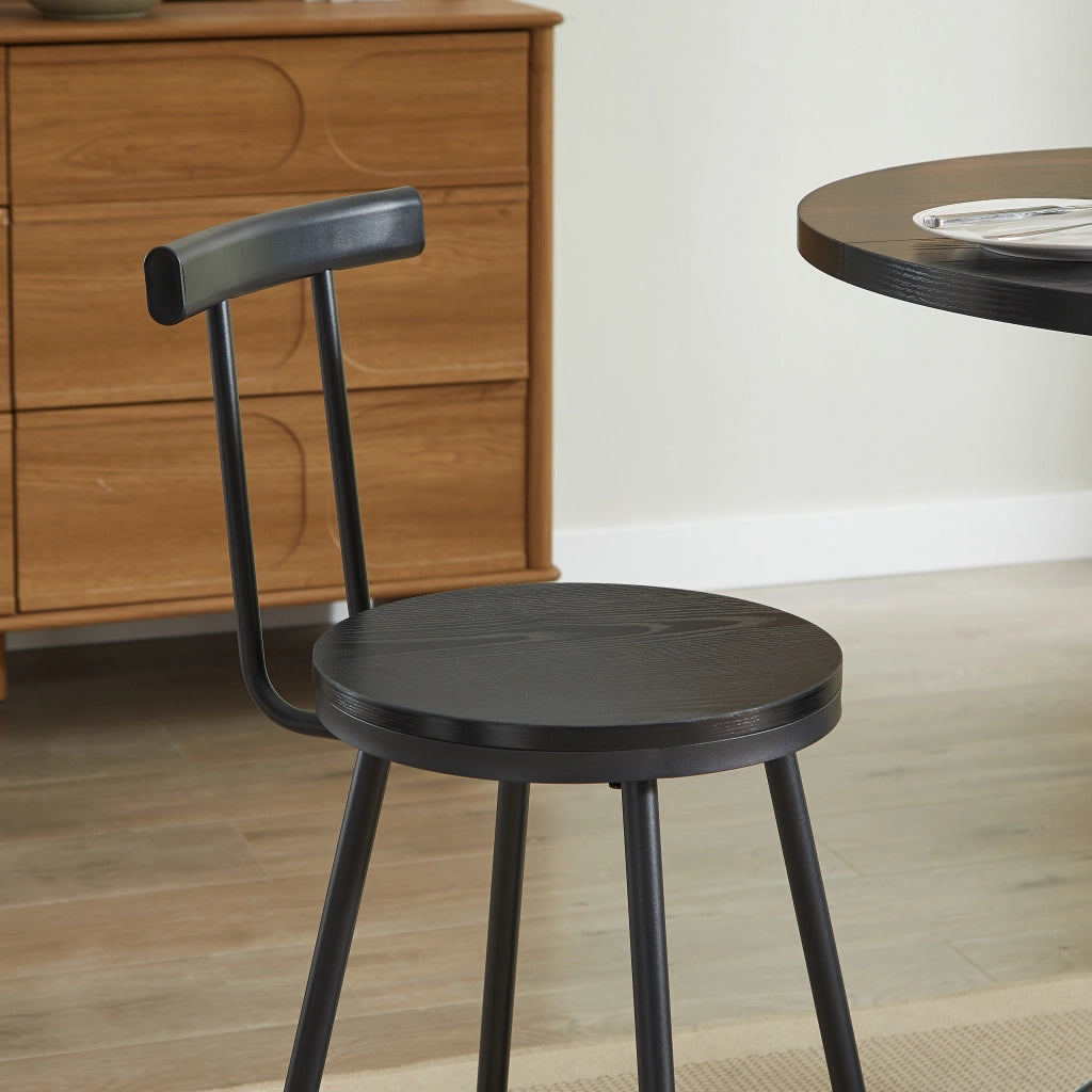 Tavolo da pranzo rotondo 4 posti con vani contenitore - in truciolato e acciaio - 80 cm - nero