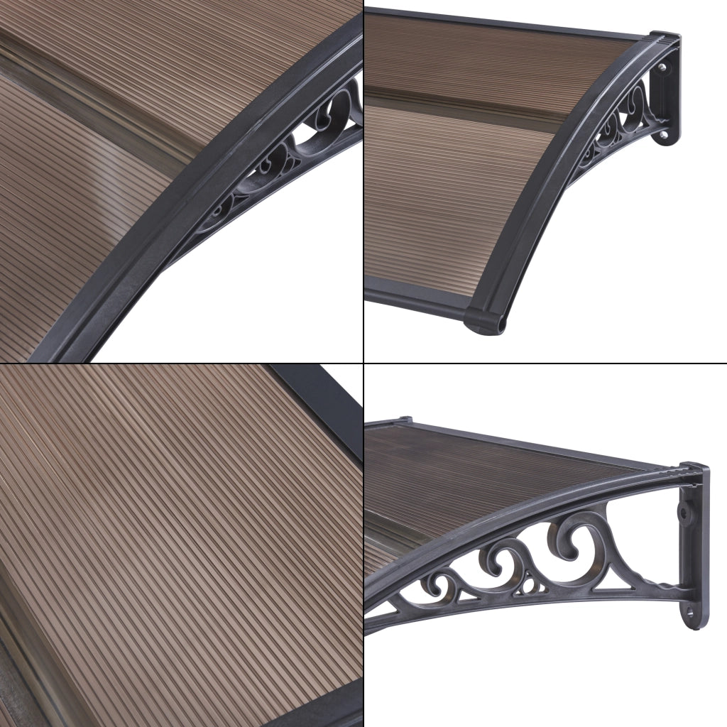 Pensilina per Ingresso Mellerud in Policarbonato 100 x 60 cm Marrone / Nero [en.casa]