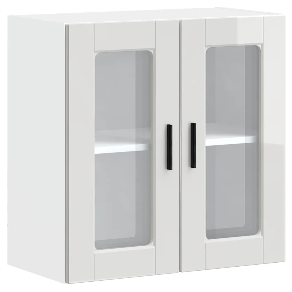 Pensile da Cucina con Porta in Vetro Porto Bianco Lucido 854149