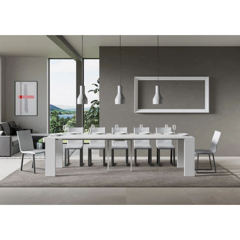 Consolle allungabile 90x40/300 cm Roxell - Bianco Frassino