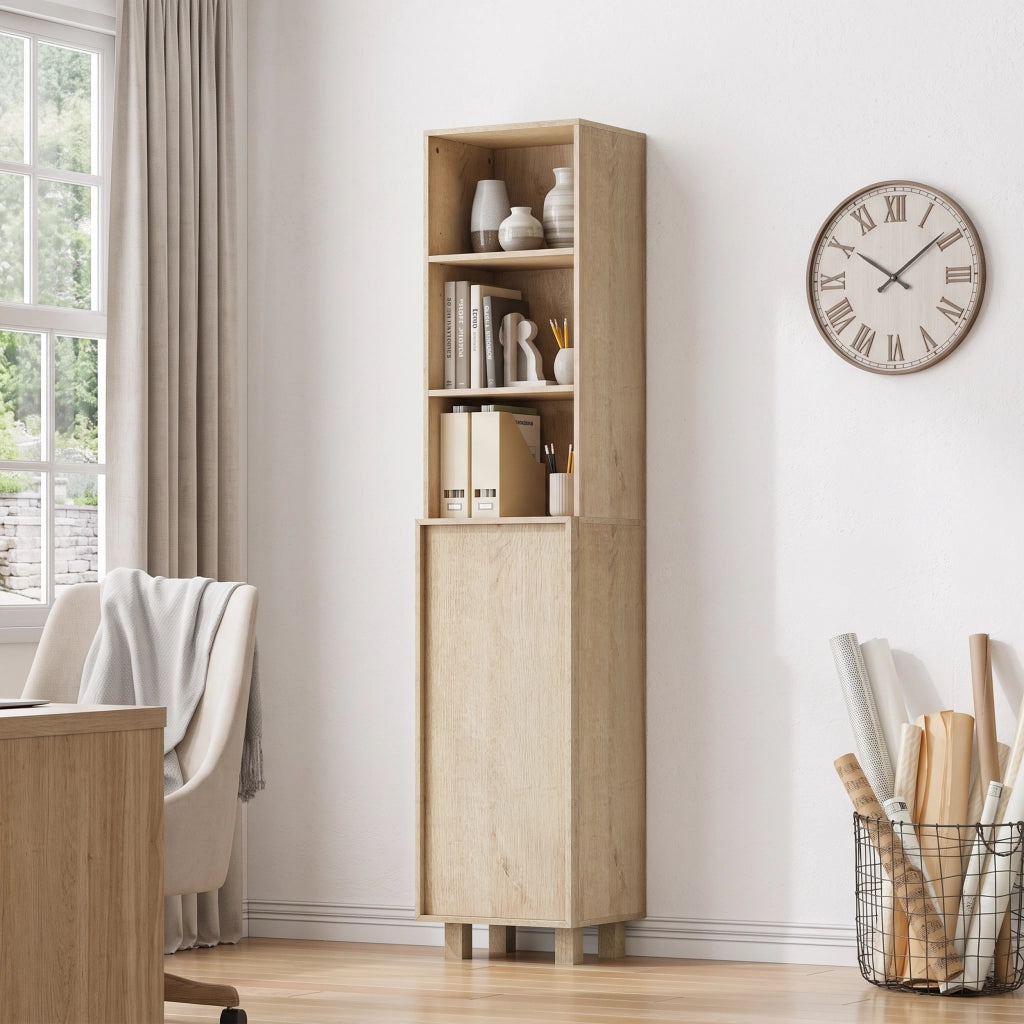 Mobile da bagno con ante e vani aperti; per bagno e ingresso; 35 x 30 x 162.5 cm; rovere