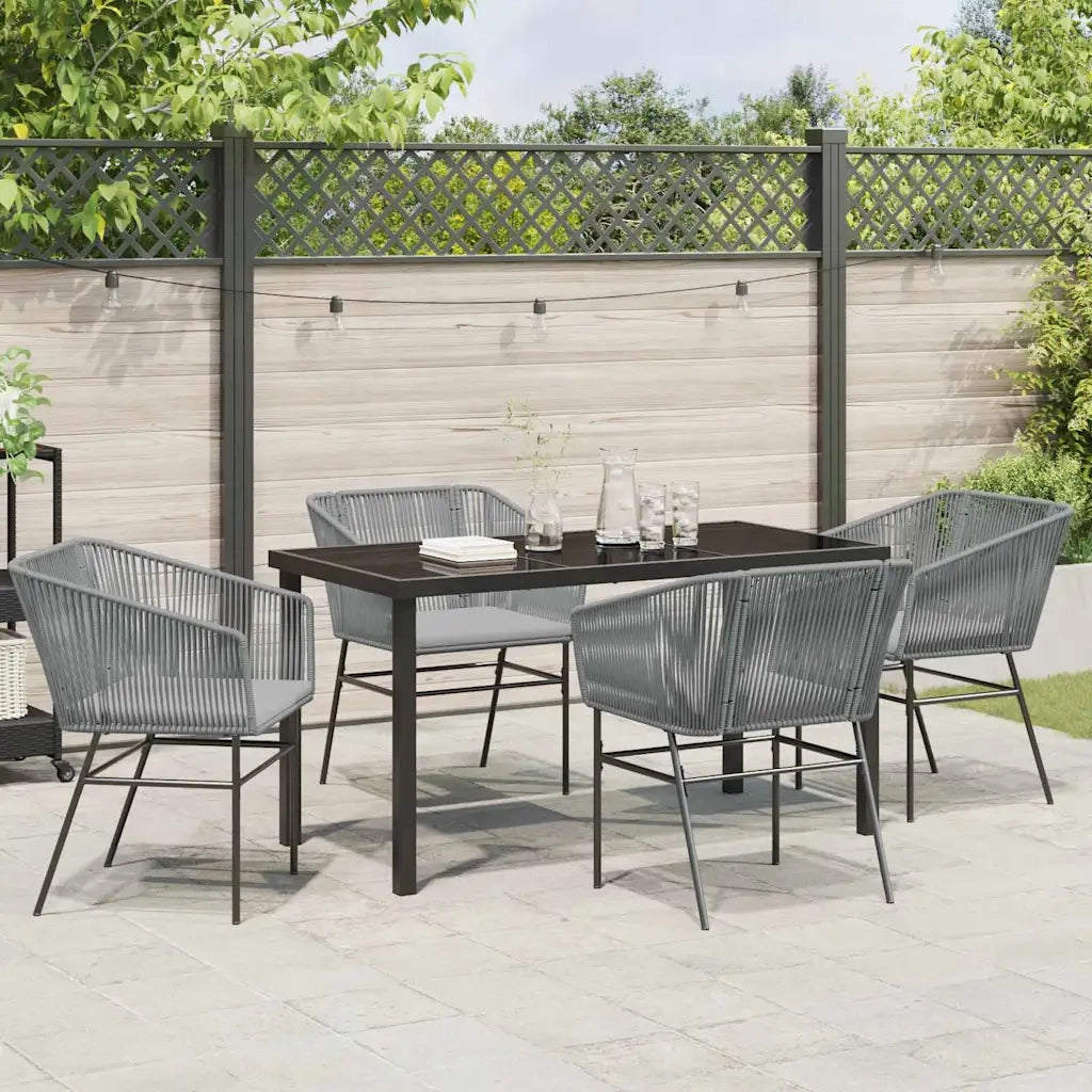 Set da Pranzo per Giardino con cuscino 5 pz | Set Salotto da Giardino Grigio