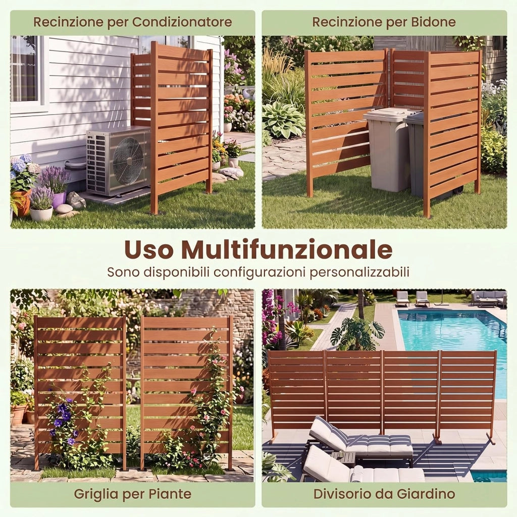Recinzion da Giardino, Paravento da Esterno in HIPS | 3 Metodi di Fissaggio e Combinazione Libera, Copri Bidoni, Condizionatore e Attrezzature, da Terrzza e Cortile