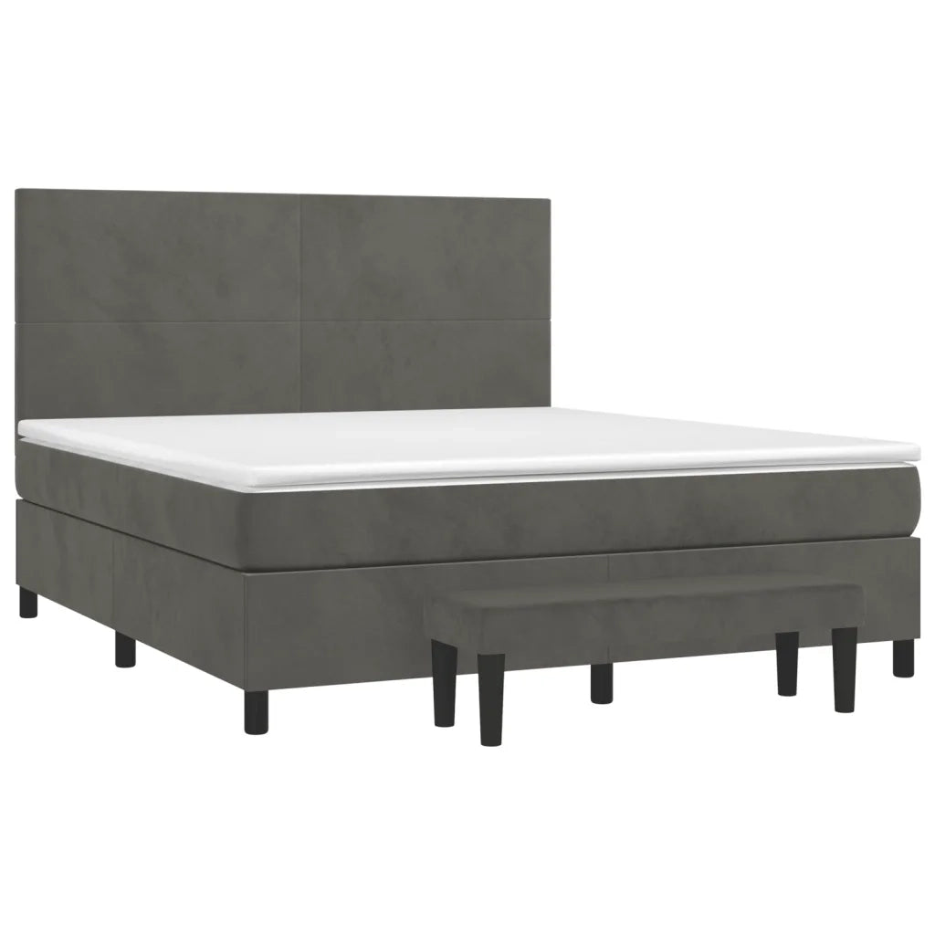 Giroletto a Molle con Materasso Grigio Scuro 160x200 cm Velluto 3137732