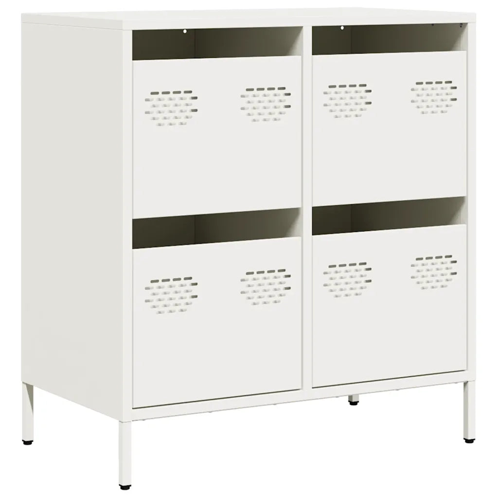Credenza Bianca 68x39x73,5 cm in Acciaio Laminato a Freddo 851261