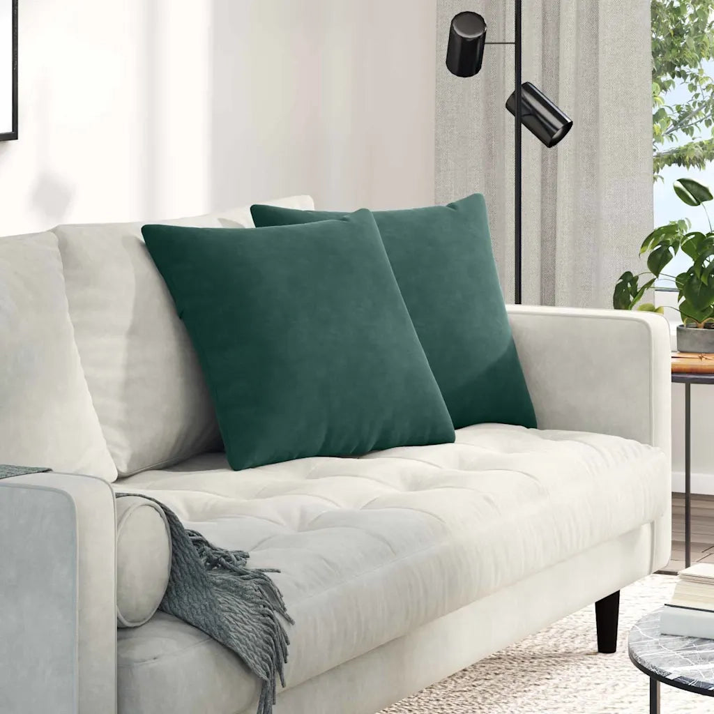 Cuscini da Divano 2 pz-Set di 2 Cuscini per Sofa Verde Scuro 50 x 50 cm Tessuto in Cords 689867