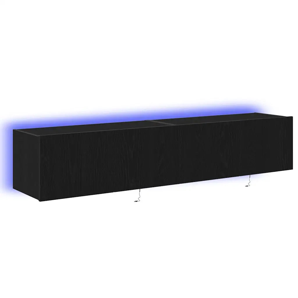 Mobile TV da parete con LED 2 pcs Rovere Nero 80 x 35 x 31 cm 863109
