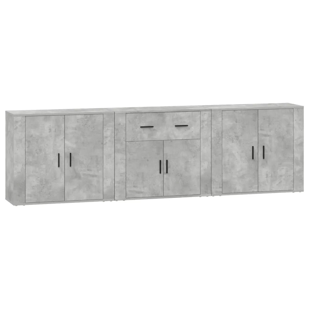 Credenze 3 pz | Madia | Buffet da pranzo | Armadio da pranzo Grigio Cemento in Legno Multistrato