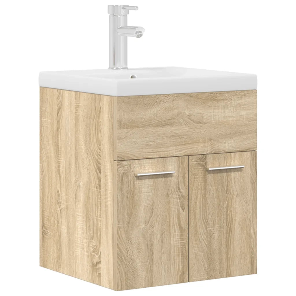 vidaXL Mobile da Bagno con Lavabo Integrato e Rubinetto Rovere Sonoma