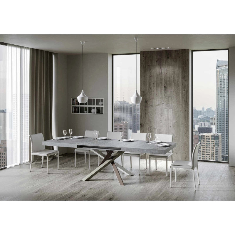 Tavolo allungabile 200/304x90 cm Volantis telaio Multicolore 4/C - Cemento