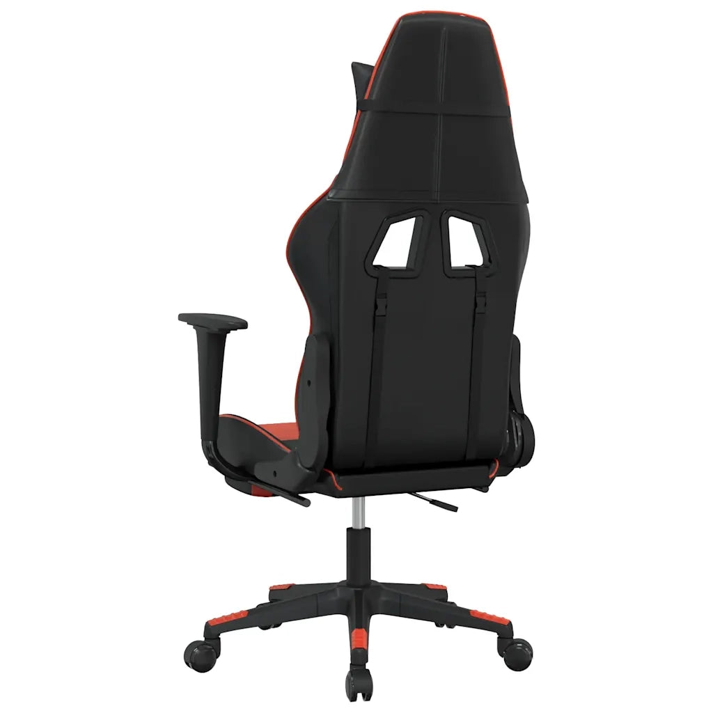 Sedia da Gaming | Sedia da e-sports Massaggio Poggiapiedi Nero e Rosso Similpelle