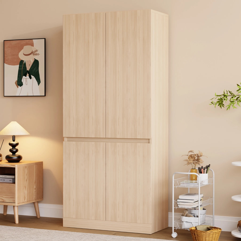 Armadio con 2 ante e ampio vano contenitore, per camera da letto, in legno, effetto legno naturale, 70 × 40 × 170 cm