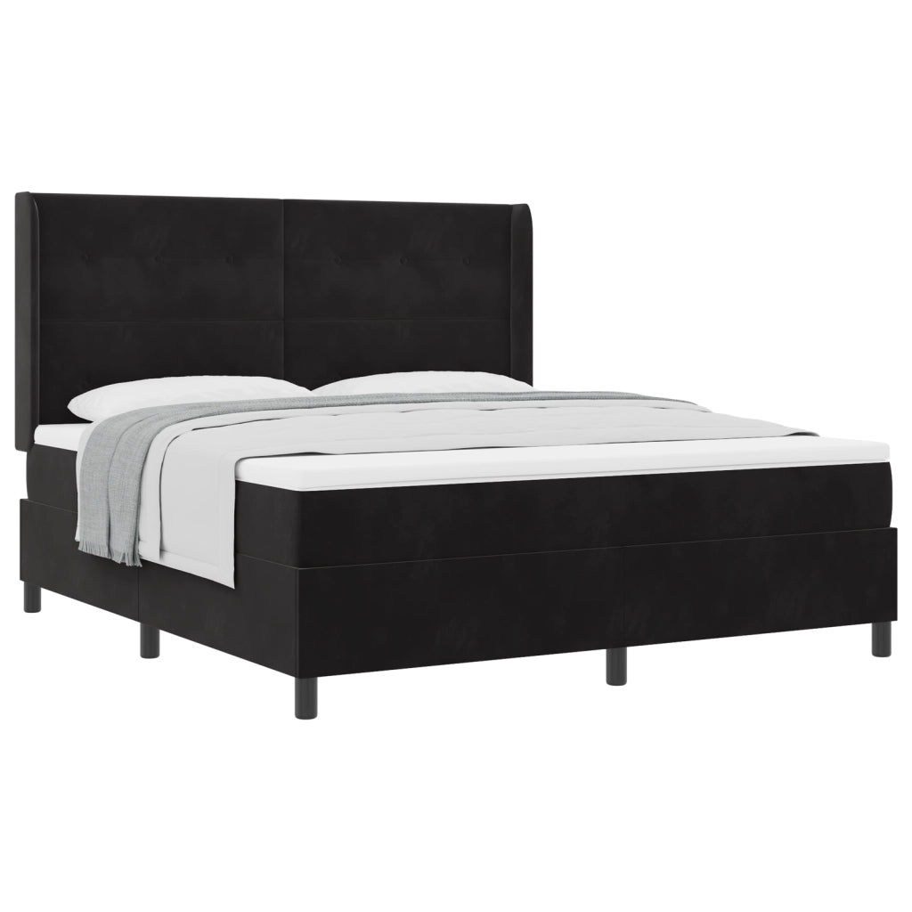 Letto Box Spring con Materasso  Nero 180x200 cm Velluto