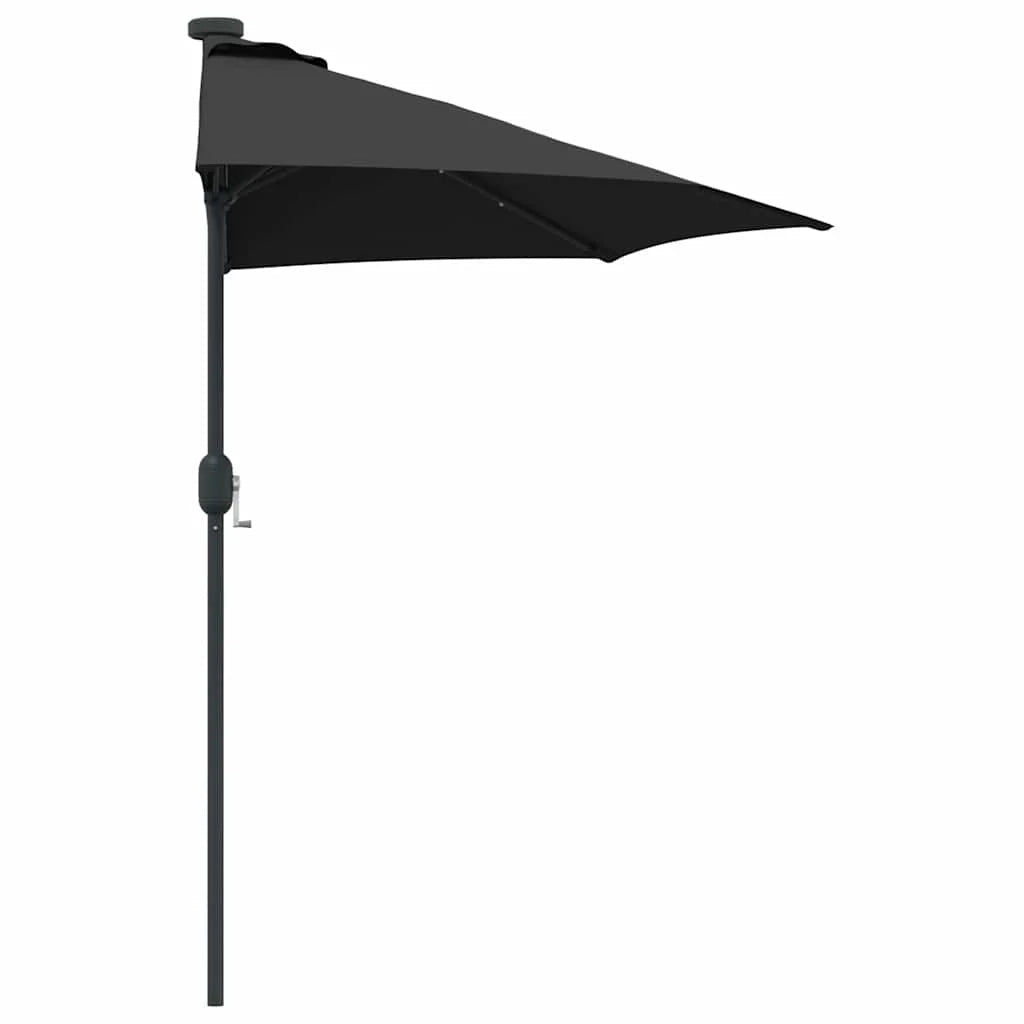 Moderno ombrellone da giardino pieghevole con illuminazione a LED 294 x 150 x 223 cm poliestere nero 02_0058664