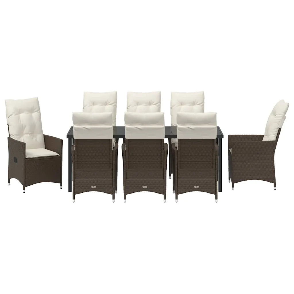 Set da Pranzo per Giardino con cuscino 9 pcs Marrone polyrattan 3379547