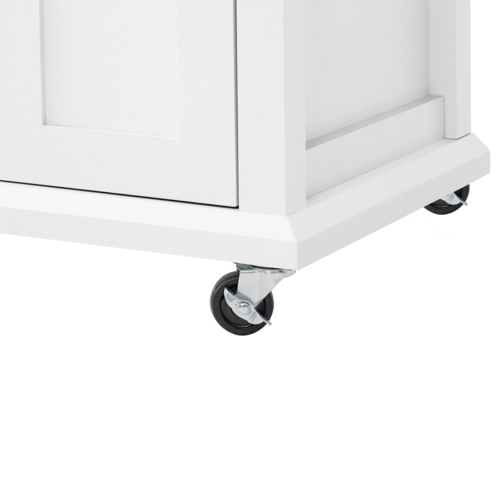 Isola da cucina 107x45-70x90.5 cm con piano estraibile in MDF bianco e naturale