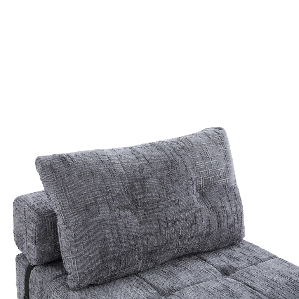 Divano letto pieghevole con Schienale e Cuscini per Testa e Lombare, in Ciniglia, Grigio 29.0 × 29.0 × 88.0 cm