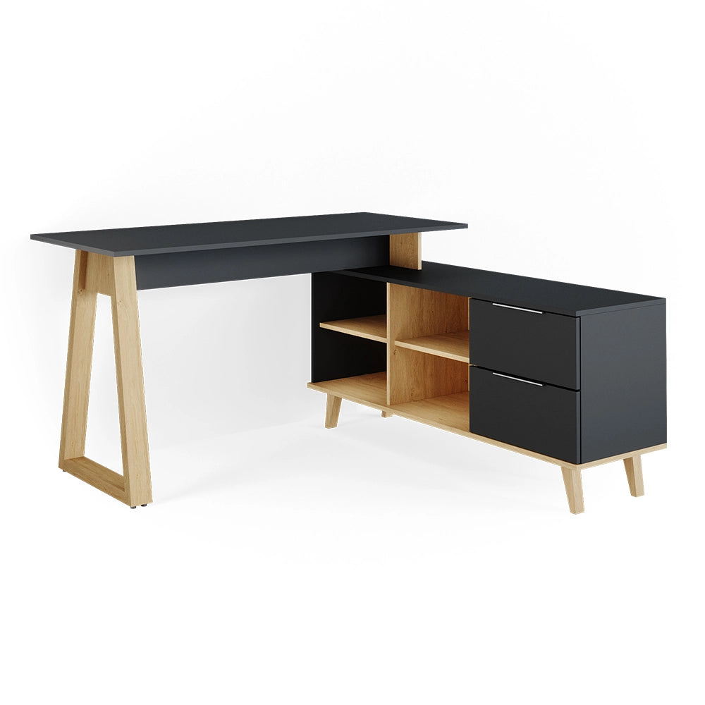 Vicco Scrivania Antracite 138 x 60 cm con cassetti, XXL