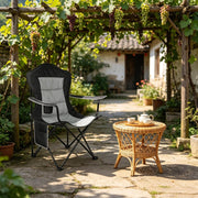 Sedia pieghevole da campeggio con portabicchiere e tasca laterale; 84x110x62 cm; nero