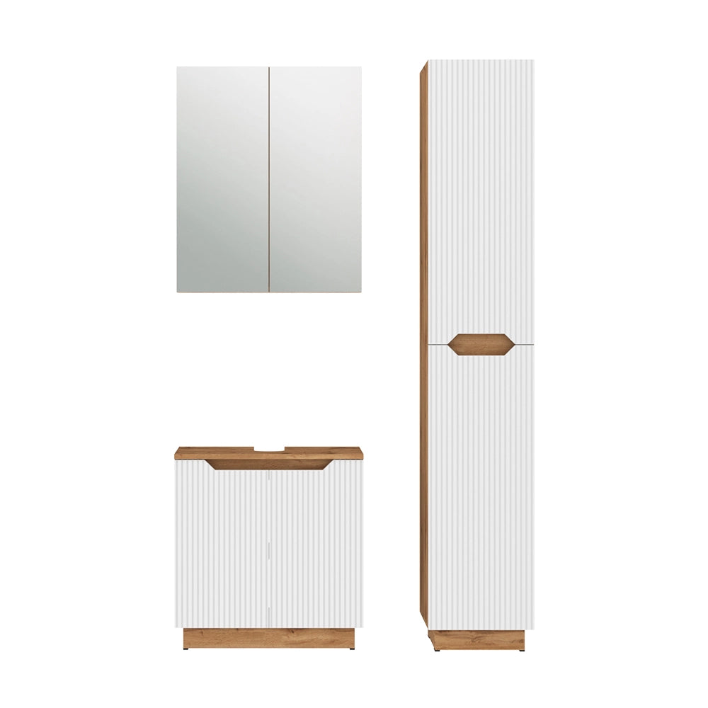 Vicco Set di mobili da bagno Rovere/bianco a strisce 3 parti
